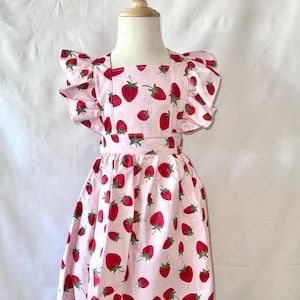 Strawberry pinafore dress- toddler