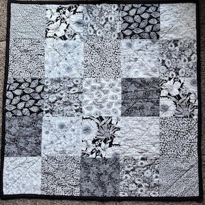 black and white lap quilt