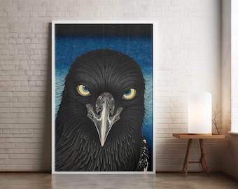 Ukiyo-e Crow Print: Vintage Japanese Bird Art (Digital Download)