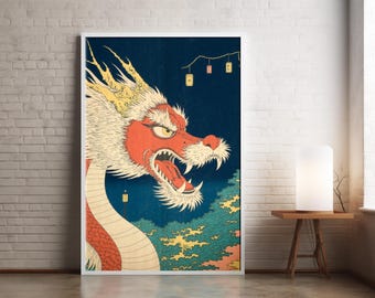 Ukiyo-e Drachen Druck: Japanische Mythische Kunst (Digitaler Download)