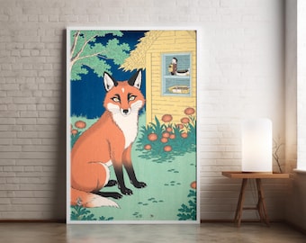 橋本観雪様式の日本の狐の絵画アートプリント（複製） - Etsy 日本