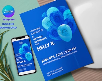 Severance inspired Birthday Card: Lumon Inspired Office Party (Canva Template, Digital Printable 5x7 inch )