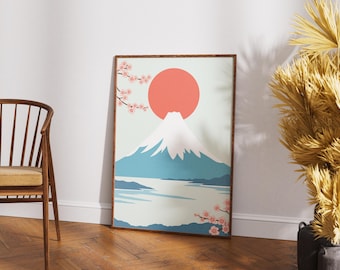 Mount Fuji Print: Japandi Wabi Sabi Zen Landscape (Digital Download)