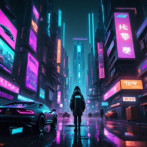 Neon Nexus | Cyberpunk Cityscape Digital Art | Futuristic Sci-Fi AI Print | Dystopian Urban Wall Art