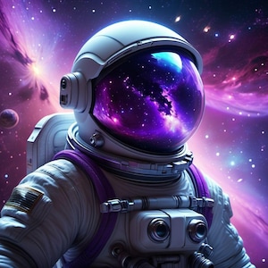 Astronaut in Space | Cosmic Digital Art | Futuristic Sci-Fi Poster | AI-Generated Printable Art | High-Resolution Digital Wall Art