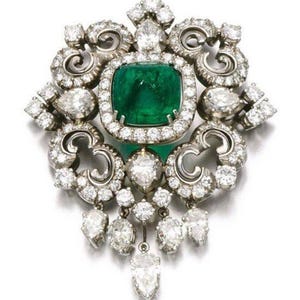 Halo Green Cushion CZ Stone Edwardian Brooch, Mid-Century Gemstone Brooch, Wedding Brooch For Her, Art Deco Vintage Style Teardrop Brooch
