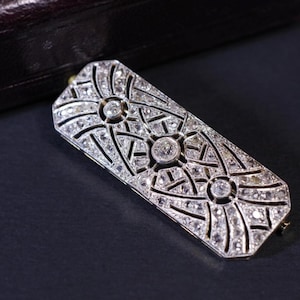 Open Filigree Women&#39;s Brooch, Round Cut Moissanite Diamond Wedding Brooch, Art Deco Vintage Inspire Women&#39;s Brooch, Edwardian Antique Brooch