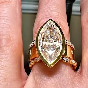 Conjunto de anéis de 3 peças com diamantes moissanita marquise, conjunto de anéis de noivado trio, conjunto de anéis de noivado em prata 925, conjunto de anéis de coquetel