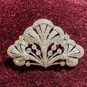 Antique Art Deco Milgrain Brooch Pin, Openwork Filigree Brooch, Round Moissanite Diamond Edwardian Brooch For Men- Women, Wedding Brooch