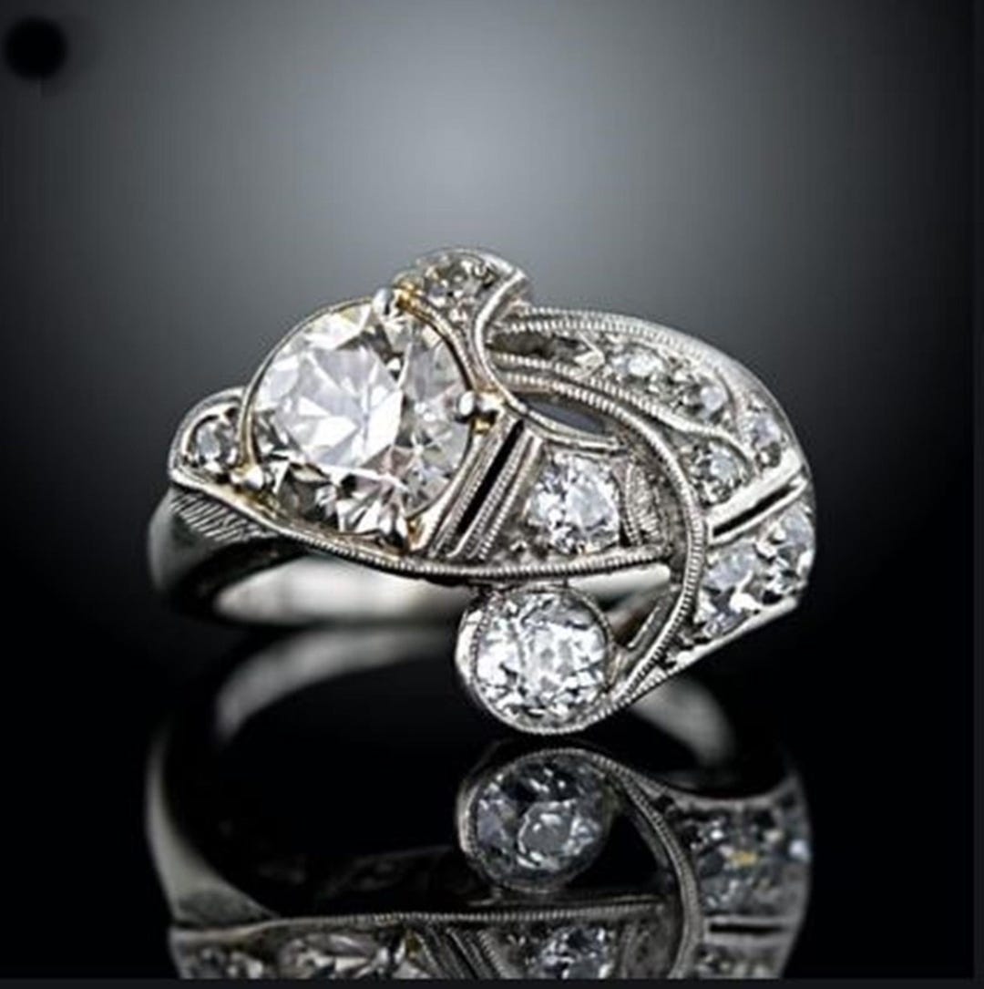 Antique Art Nouveau Wedding Ring, Art Deco Vintage Style Engagement ...