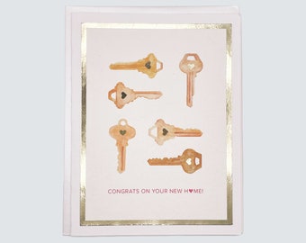 Handmade Housewarming Card, New Home Housewarming Watercolor with Gold Foil, New Home Gift