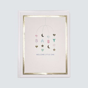 Handmade Baby Mobile Card | New Baby & Baby Shower Greeting | Dainty and Handcrafted | HappiHello