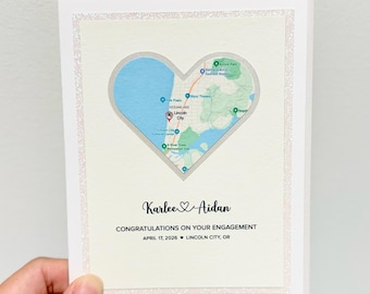 Handmade Custom Card, Custom Handmade Engagement Watercolor with Gold Foil, Blank Greeting Card, 4.25 in x 5.5 in