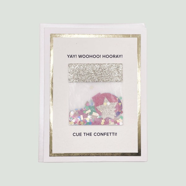 Handmade Congratulations Card | Confetti Celebration Yay Woohoo Hooray Fun Classy | HappiHello