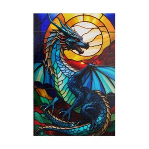 Jigsaw Puzzle for Adults Stained Glass Dragon Puzzle  1014-piece