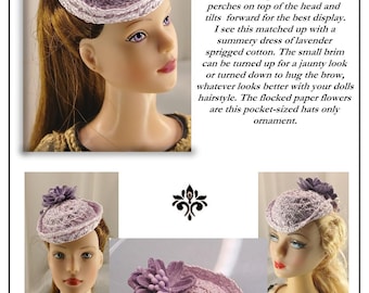 3222 "Pennies From Heaven" Straw Cocktail Hat for 16" Fashion Dolls
