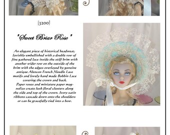 3200 "Sweet Briar Rose" Victorian Bonnet for Fashion Dolls