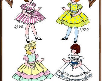 14" Betsy McCall pattern "All Our Yesterdays" Classic Betsy dress in versions from 4 decades - Style 75 BMc