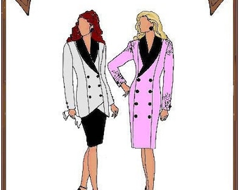 19" American Model / CED dolls pattern "Serious Business" - Jacket, Skirt, Coat-Dress - Style 23 AM19