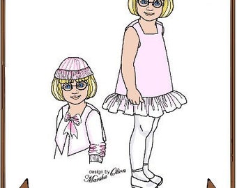 10" Ann Estelle pattern "Girl Power" Sleeveless Dress, Jacket, Cap, Tights - Style 196 AE10
