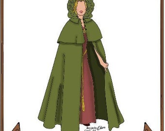 SALE: Betsy to Cissy BRIDGERTON  pattern "Irish Hooded Cape" Medieval or Victorian Cape - Style 140 all