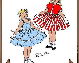7" "From Ribbons and Curls" pattern for Riley doll.  Sun Dress, Jacket, Gloves - Style 71 R
