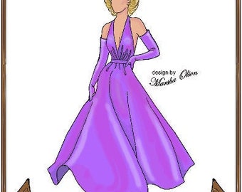 15" "Dance the Night Away" fashion doll pattern - Halter top dance gown, long gloves - Style 5 G