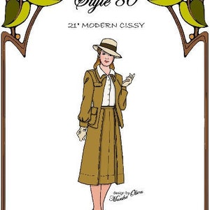May include: A paper doll pattern for a 21-inch doll, featuring a woman in a brown suit and hat. The pattern is titled "Style 80" and is designed by Lion Maniba. The text "Ingrid Bergman in Casablanca" is also included. The pattern is for fashion dolls and is part of the Perfect Patterns collection.