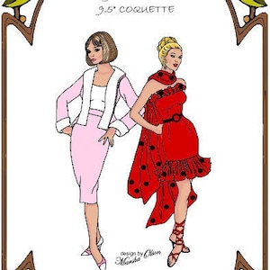 9-10&quot; Tiny Kitty pattern &quot;Encore&quot; Jacket, Skirt, or Dress - Style 68 TK