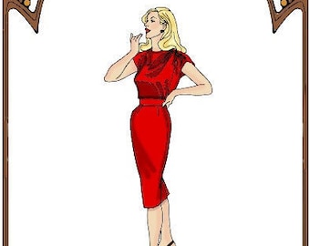 22" American Model pattern "The Heart of A Woman" Blouse, Pencil Skirt - Style 85 AM22