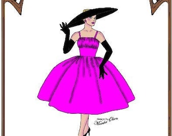 22" American pattern "Picture That" Cocktail Dress, Picture Frame Hat - Style 96 AM22