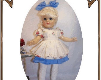 14" Toni pattern "Daddy's Little Princess" Dropwaisted Dress w/ Short Puff Sleeves & Full Skirt, Pinafore, Hair Bow - Style 200 TONI