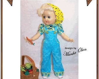 14" Toni pattern "Victory Garden" - Blouse, Bib Overalls, Head Covering - Style 206 TONI