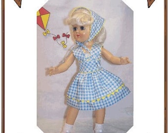 14" Toni pattern "A Windy Day" Summer Sleeveless Dress w Rickrack trim, Kerchief - Style 204 TONI