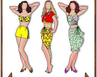 15" Gene pattern "Beach Party" Halter Top, Bandeau Top, Skirt, Shorts, Jacket - Style 13 G