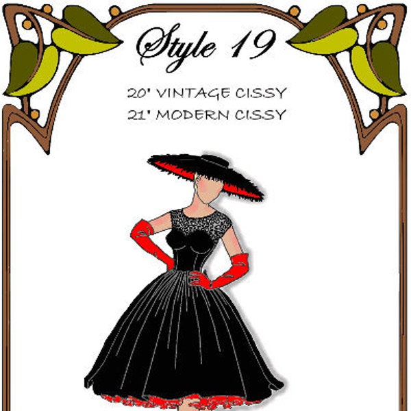 20-21" Cissy pattern "Cocktails at Nine" - Cocktail Dress, Stockings, Hat, Gloves - Style 19 C