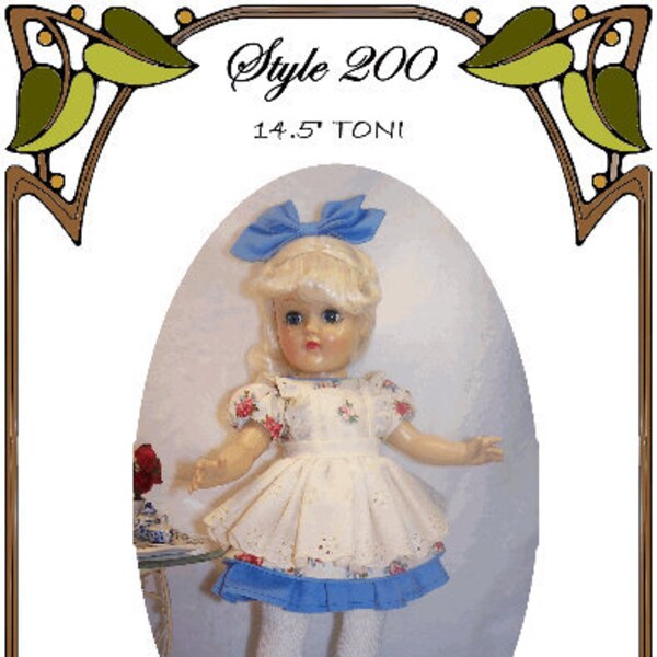 14" Toni pattern "Daddy's Little Princess" Dropwaisted Dress w/ Short Puff Sleeves & Full Skirt, Pinafore, Hair Bow - Style 200 TONI