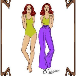 May include: A paper doll pattern for a 22-inch fashion doll. The doll is wearing a green tank top and purple pants. The pattern is titled "Style 95" and is from the "Born to Run Perfect Patterns" collection.