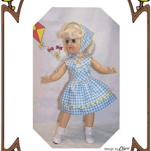 14&quot; Toni pattern &quot;A Windy Day&quot; Summer Sleeveless Dress w Rickrack trim, Kerchief - Style 204 TONI