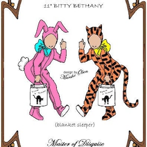 10&quot; Ann Estelle pattern &quot;Master of Disguise&quot;  Footed one-piece Sleeper or Halloween Costume - Style 34 AE10