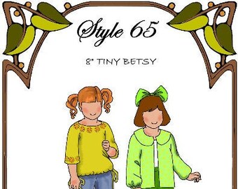 8" Tiny Betsy pattern "Playground Friends" Mix & Match Top, Pedal Pushers, Pants, Jacket - Style 65 TB