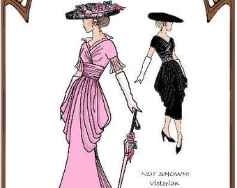 15" Gene BRIDGERTON pattern "Fairy Tales Do Come True" Victorian Day Dress or modern Afternoon gown, Hat, Gloves - Style 154 G