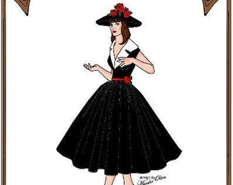 20-21" Vintage or Modern Cissy "Perfect Lady" - Pattern - Dress, Underskirt, Hat, Gloves - Style 20 C