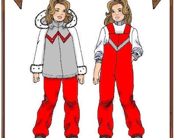 11" LeeAnn pattern "Snow Angel" Hooded Winter Ski Jacket, Cover-all Pants, Sweater - Style 89 LA