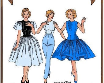 9-10" Tiny Kitty pattern "Three Times the Charm" Blouse, Skirt, Slacks, Dress - Style 70 TK