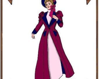 16" Tyler BRIDGERTON pattern "Traveling In Time" Duster style Travel Coat and Victorian Poke Bonnet - Style 104 TW