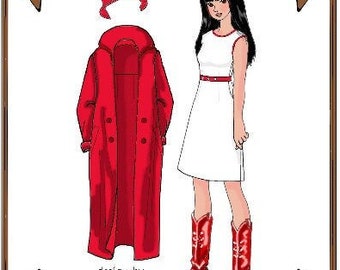 11.5" Barbie pattern "Falling For You" dress, coat, hat, gloves - Style 125 SB