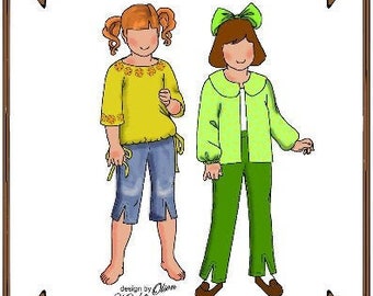 8" Tiny Betsy pattern "Playground Friends" Mix & Match Top, Pedal Pushers, Pants, Jacket - Style 65 TB