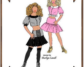 16" Ellowyne pattern "When You've Got It" Fitted Crop Top, Pleated or Gathered Skirt - Style 128 EW