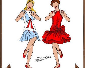 Tiny Kitty Doll Clothes Pattern - Fitted Dress - No. 74TK